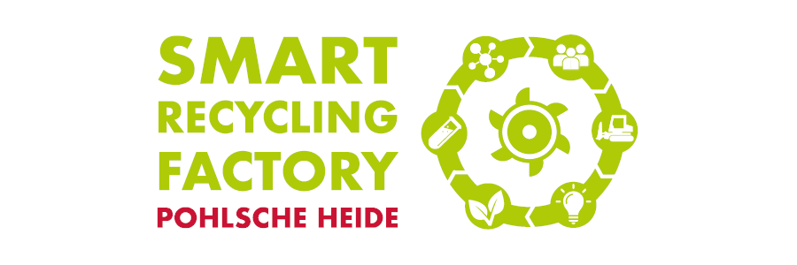 Logo of the Smart Recycling Factory Pohlsche Heide with recycling symbol and green icons.