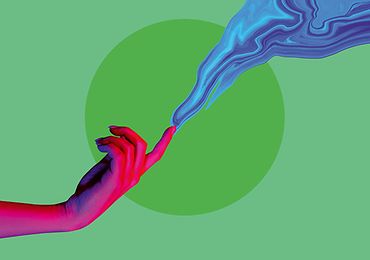 illustration gruen hand finger pink farbe
